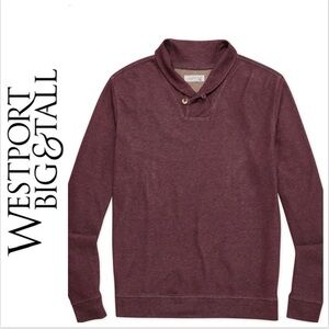 Westport Pullover Jersey Maroon Shawl Collar 2XLT stretch business casual comfy